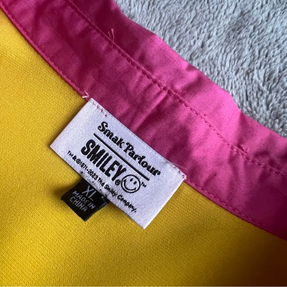 Unique Vintage x Smiley Daisy Gingham Retro Mod 60s Collared Dress Yellow Pink - Picture 3 of 13